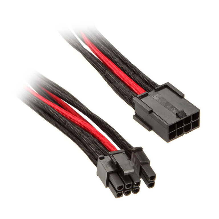 SilverStone PCIe-8-Pin zu PCIe-6+2-Pin Kabel, 250mm - schwarz/rot image number 0