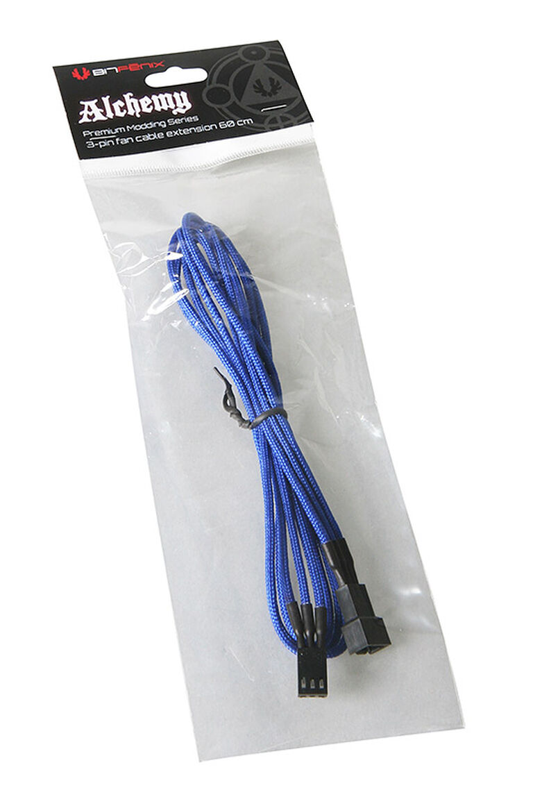 BitFenix 3-Pin Verlängerung 60cm - sleeved blau/schwarz image number 4