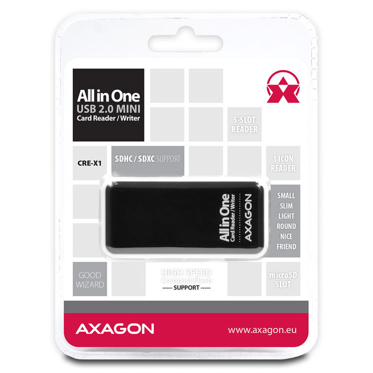 AXAGON CRE-X1 External Mini Card Reader, 5-slot image number 5