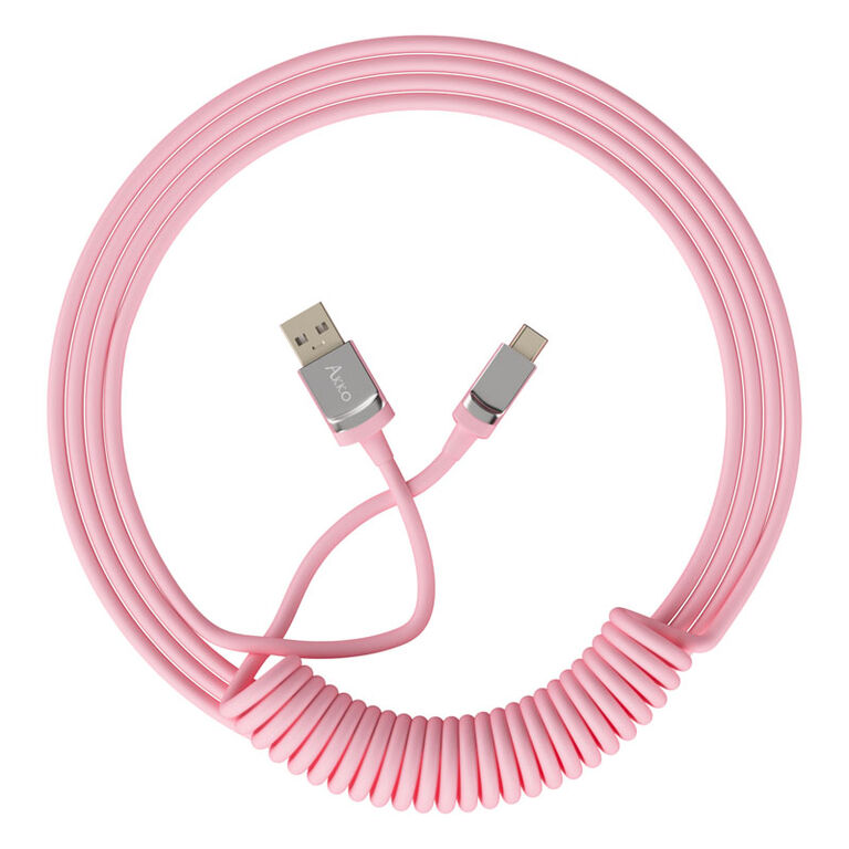 AKKO Coiled Cable, USB-C to USB-A - pink image number 0