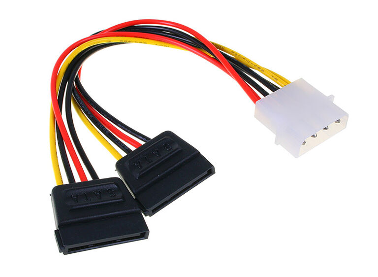 InLine 4-pin Molex power Y-cable to 2x SATA power - 0.15m image number 0