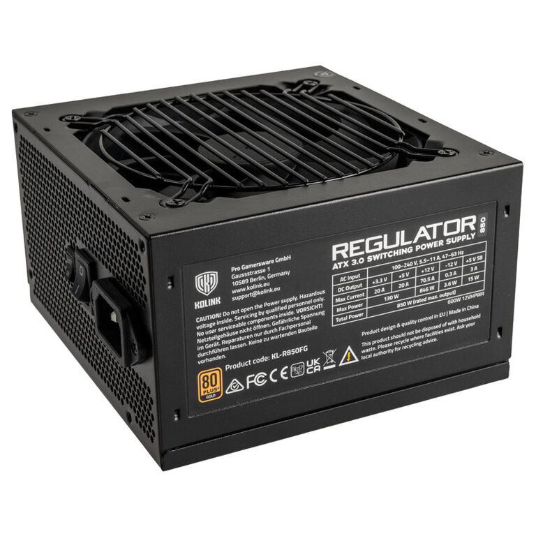 Kolink Regulator 80 PLUS Gold PSU, ATX 3.0, PCIe 5.0, modular - 850 Watts image number 0