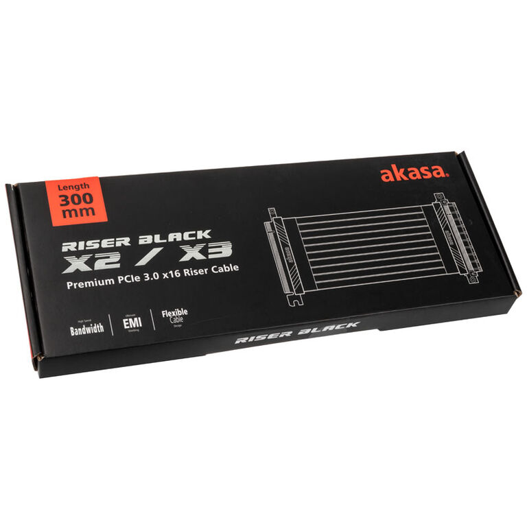 Akasa Riser Black X3, Premium PCIe 3.0 x 16 Riser Cable, 30cm - black image number 5