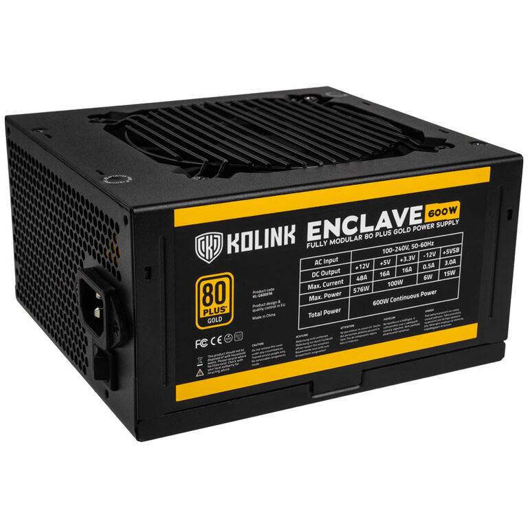 Kolink Enclave 80 PLUS Gold power supply, modular - 600 Watt with cold device cable image number 0