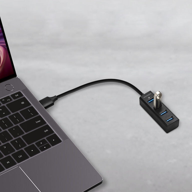 AXAGON HUE-M1A Superspeed USB-A Mini Hub, 4x USB 3.0 - 20cm, black image number 1