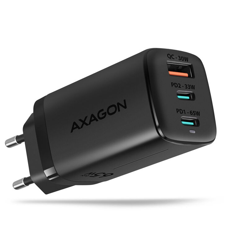 AXAGON ACU-DPQ65 charger, 2x USB-C, 1x USB-A, PD3.0/QC4+/PPS, 65W - black image number 0