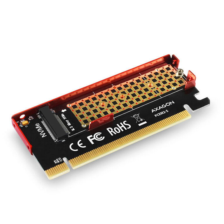 AXAGON PCEM2-S PCIe 3.0 x16 adapter, 1x M.2 NVMe SSD, up to 2280 - passive cooling image number 1