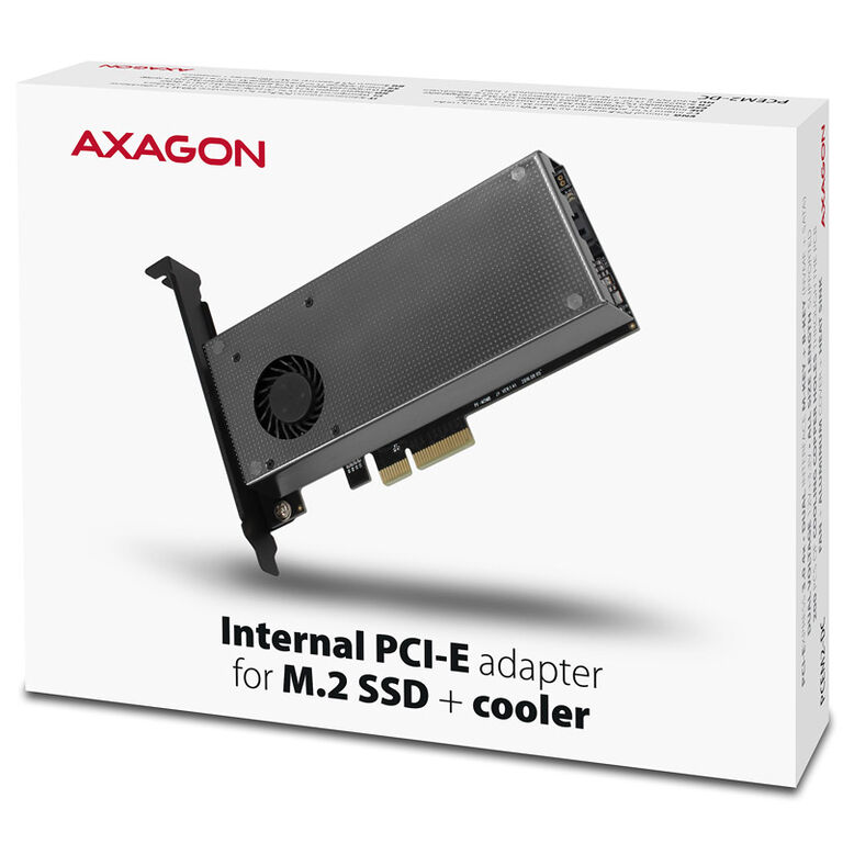 AXAGON PCEM2-DC PCIe 3.0 x4 adapter, 1x M.2 NVMe, 1x M.2 SATA, up to 22110 - active cooling image number 9
