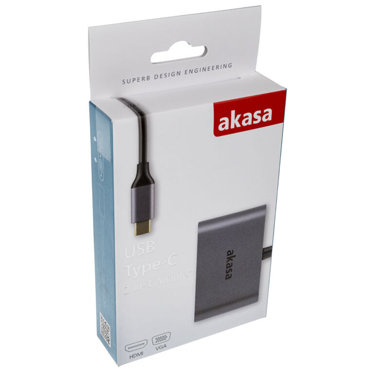 Akasa USB Type C 2-In-1 Display Adapter - silver image number 4
