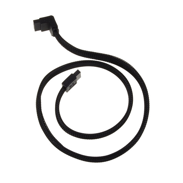 SilverStone SATA III Kabel 50cm gewinkelt / gerade - sleeved black image number 1