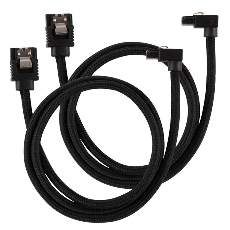 Corsair Premium Sleeved SATA cable angled, black 60cm - 2 pack image number 0