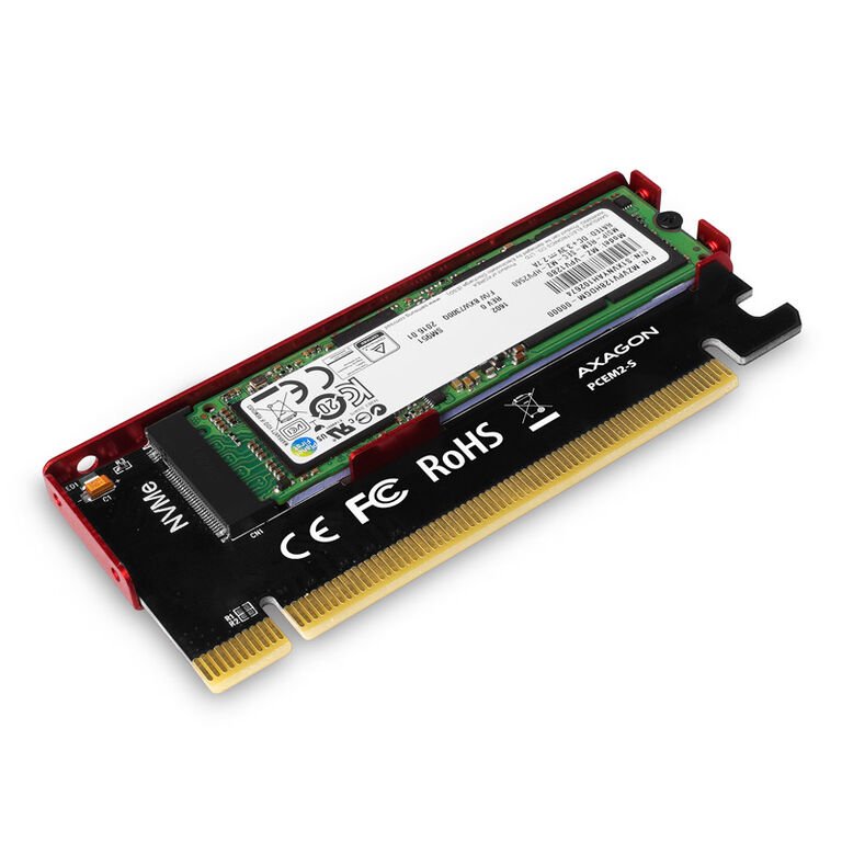 AXAGON PCEM2-S PCIe 3.0 x16 adapter, 1x M.2 NVMe SSD, up to 2280 - passive cooling image number 3