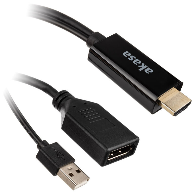 Akasa HDMI to DisplayPort Adapter Cable - black image number 1