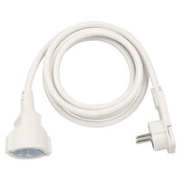 Brennenstuhl Extension Cable with Angled Flat Plug, 2 m - white