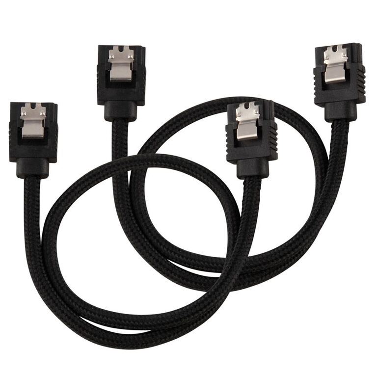 Corsair Premium Sleeved SATA Cable, black 30cm - 2 pack image number 0