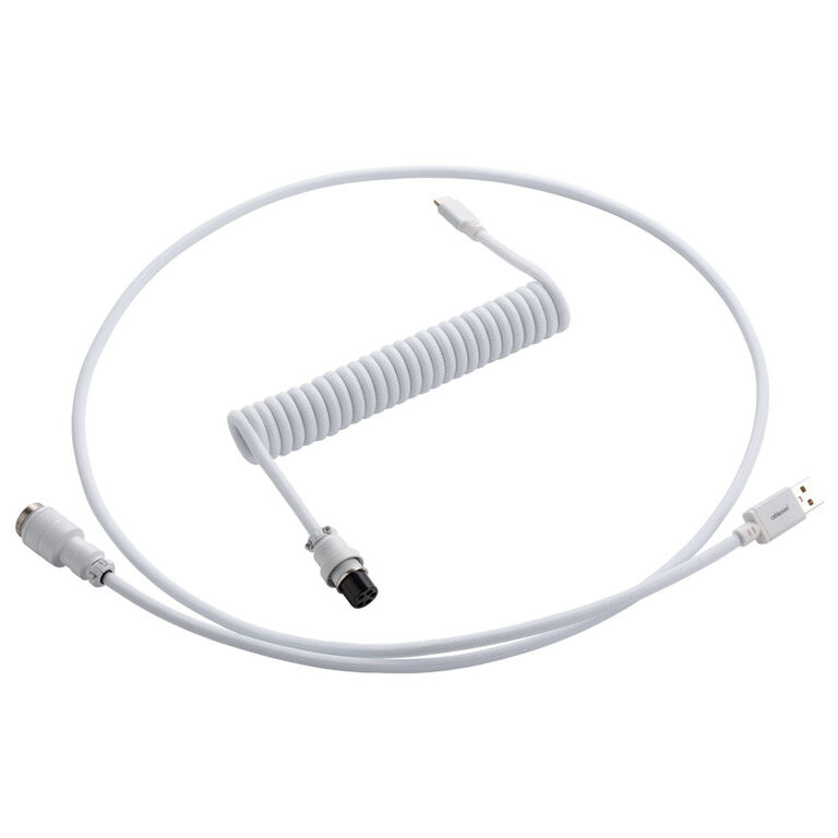 CableMod PRO Coiled Keyboard Cable USB-C to USB Type A, Glacier White - 150cm image number 0