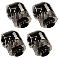 XSPC Adapter 90 Degree G1/4 Inch Male to G1/4 Inch Female - Rotatable, Black Chrome, Pack of 4