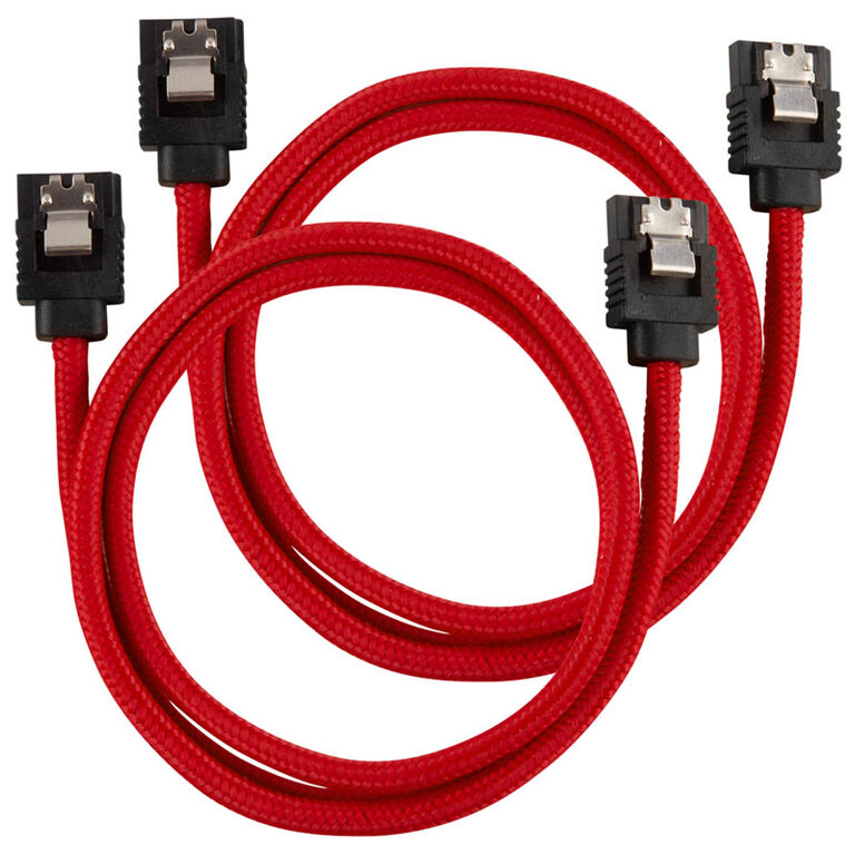 Corsair Premium Sleeved SATA Cable, red 60cm - 2 pack image number 0