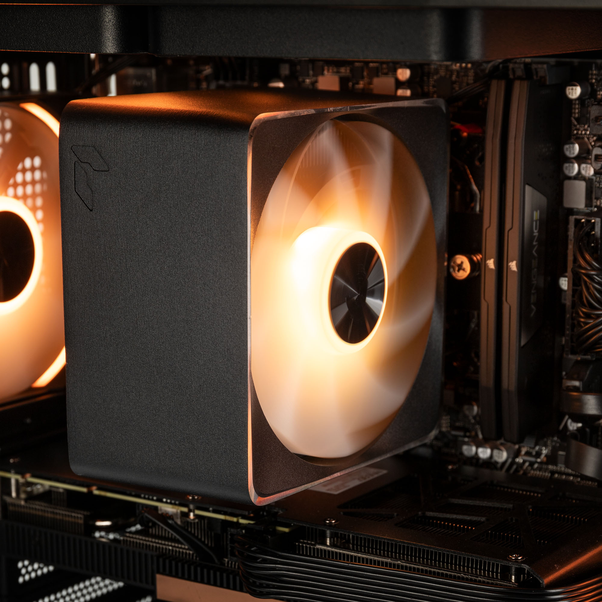 Detailed view of the Gaming PC in black and copper